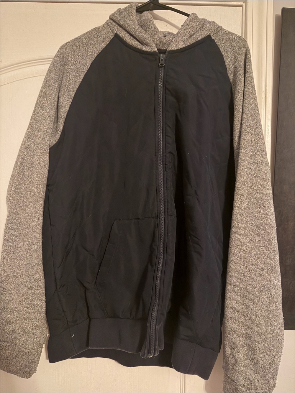 Old Navy Two-Tone Hooded Zip Jacket in Black and Gray